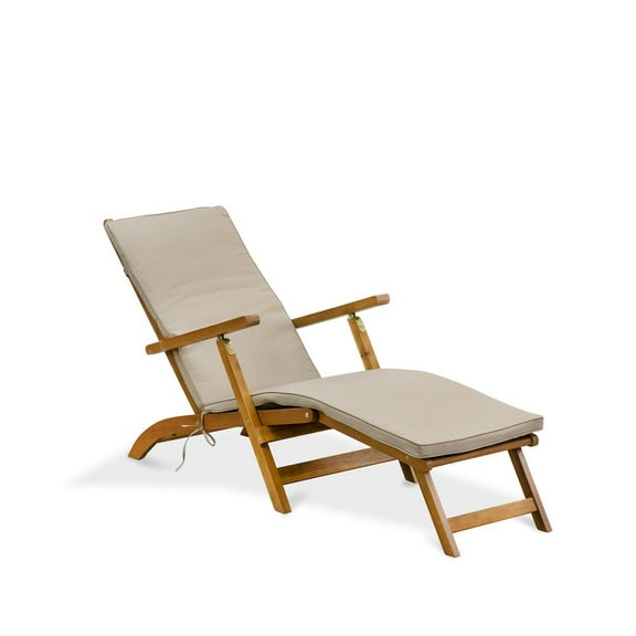 Outdoor Patio Garden Chairs - Salinas Deck Lounger Chairs - Natural Oil Finish