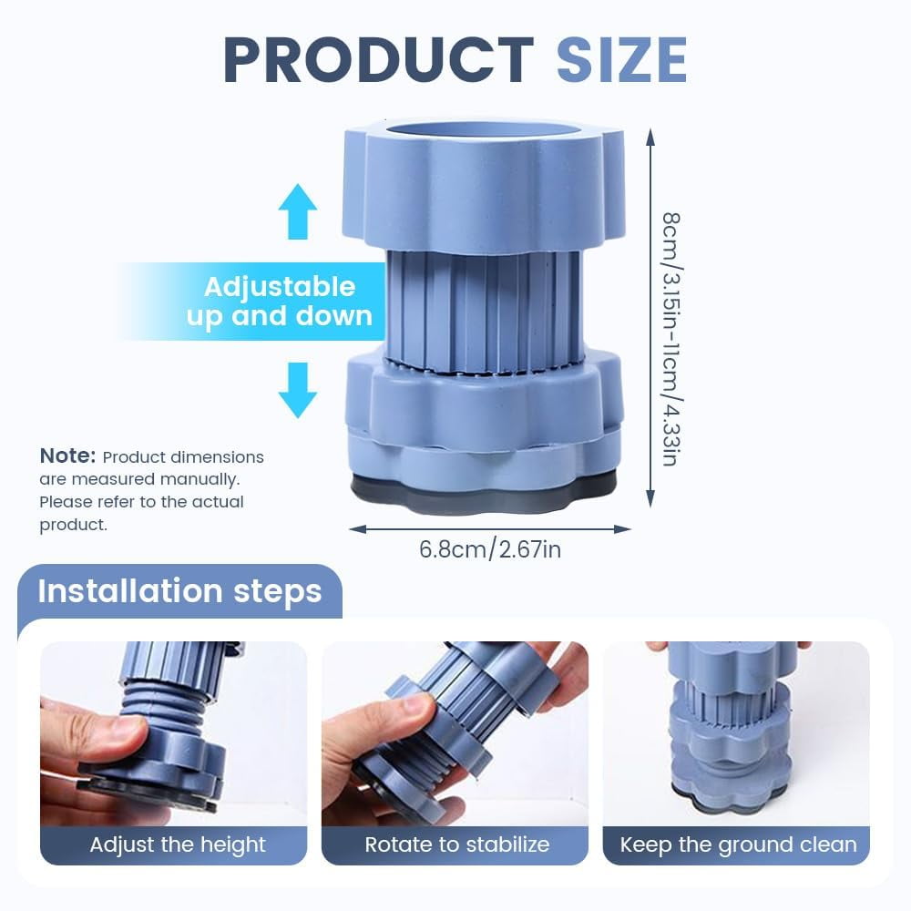 ABCISI Universal Heightening Pad for Washing Machine Base, 2026 Upgrade Anti Vibration Riser Pads for Washing Machine, Adjustable Washer Dryer Leveling Stand for Pedestals Protection (8pcs)