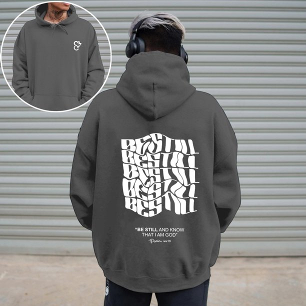 MHFRRA Sudaderas y Sudaderas para Hombre, Suéter Informal con Estampado, Sudadera con Capucha y Forro Cómodo para Uso Diario En Otoño E Invierno Gris oscuro