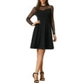 thumbnail image 1 of INSPIRE CHIC Vestido de fiesta con mangas transparentes de malla con corazón para mujer XS negro con lunares, 1 of 6