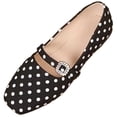 thumbnail image 3 of Busydd Flats for Women with Polka Dot Fashion Shiny Buckle Detail Slip on Dress Shoes 38, 3 of 5