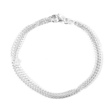 925 Sterling Silver Platinum Plated Bracelet Jewelry for Women Gift Size 7.5