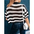 thumbnail image 5 of Women Summer Striped Crochet Cardigan Sweater Half Sleeve Button Up Top, 5 of 5