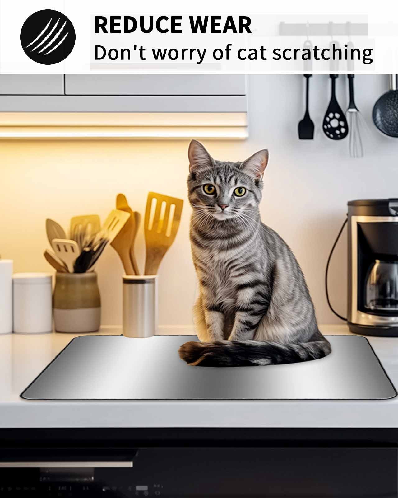 Stove Top Covers for Electric Stove, Dark Gray Glass Stovetop Cover Protector, Gradient White Abstract Minimalist Stripe Induction Cooktop Protector Oven Mat for Kitchen Countertop 24"x21"