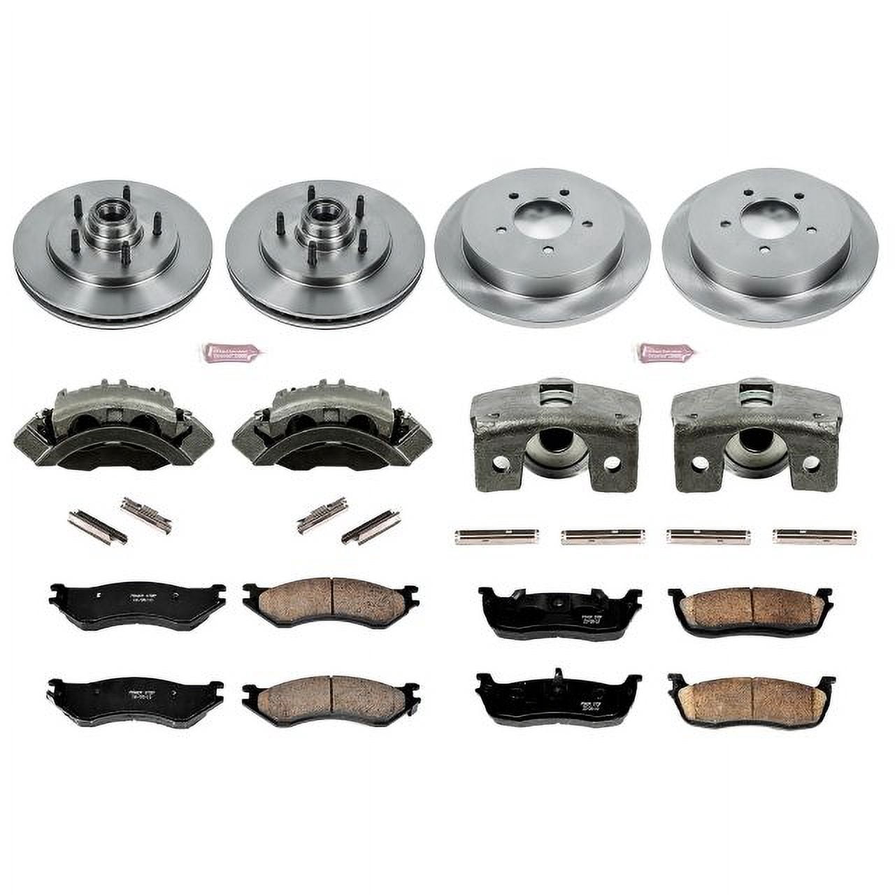 PowerStop Front and Rear Stock Replacement Brake Pad and Rotor Kit with Calipers Fits: FORD LINCOLN Select Models KCOE1880