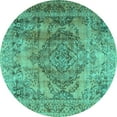 thumbnail image 1 of Ahgly Company Machine Washable Indoor Round Persian Turquoise Blue Traditional Area Rugs, 8' Round, 1 of 4