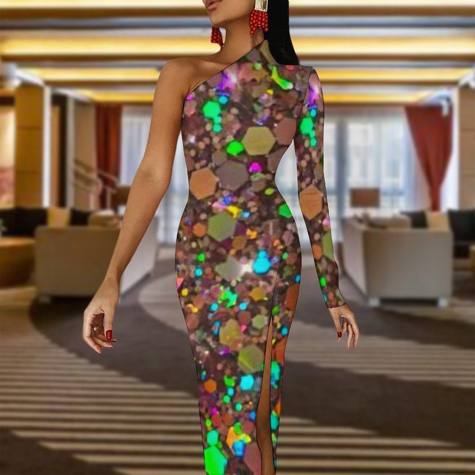 slim fit dress slacks Corea Sequin Crochet Mini Dress – edikted main image 0