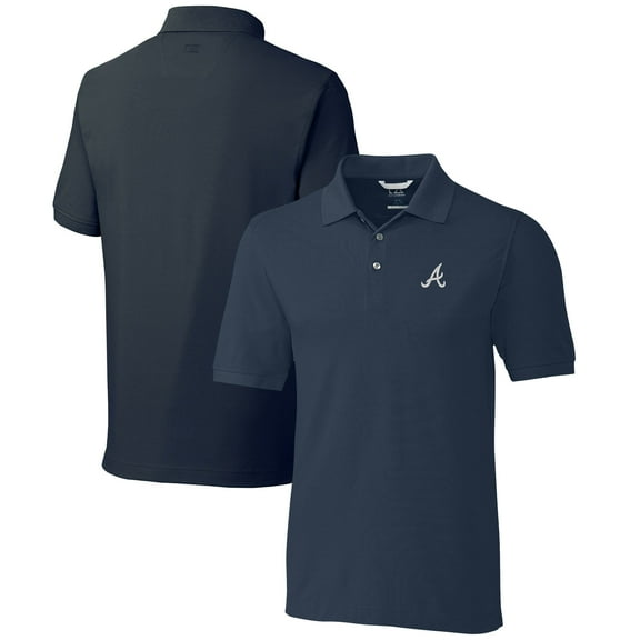 Men's Cutter & Buck  Navy Atlanta Braves Big & Tall Advantage Tri-Blend Pique Polo