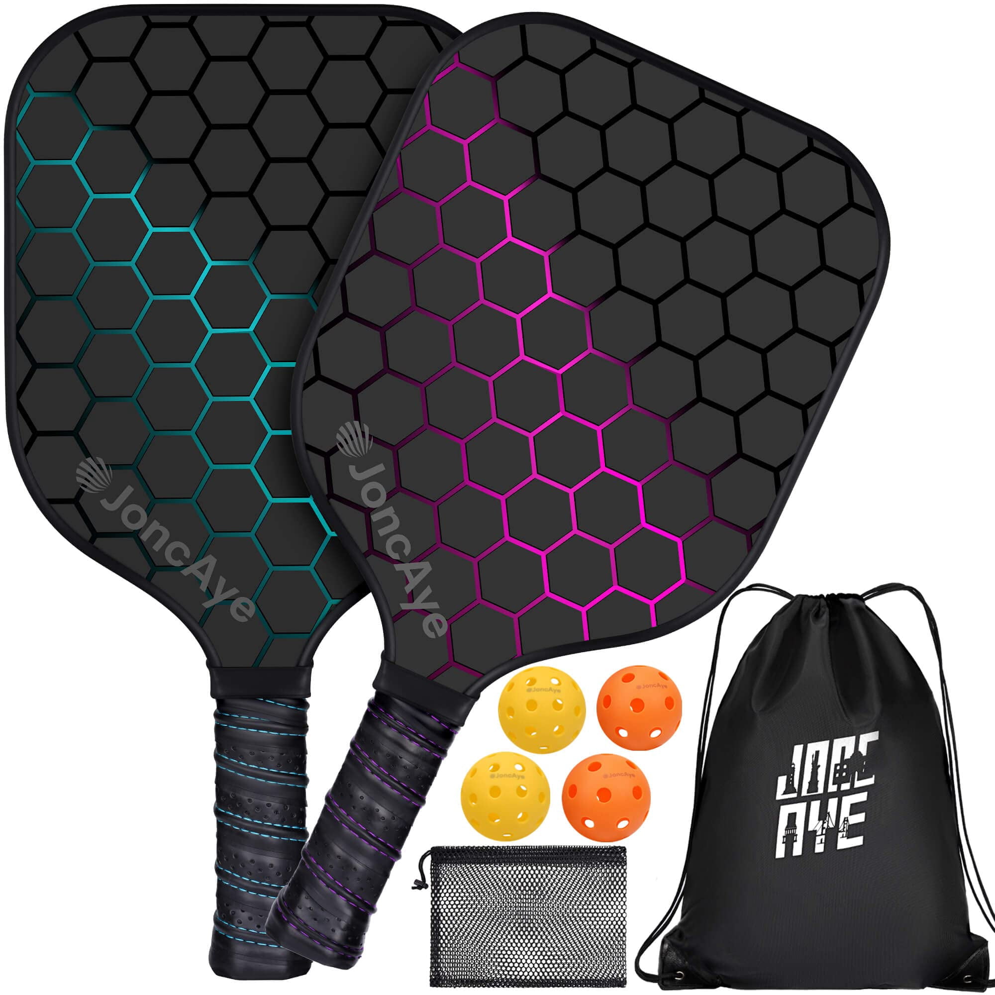Kit De Démarrage Pickleball - 2 Pagaies En Fibre De Carbone MX + 4 Balles + Sac De Transport - Neuf - Livraison Depuis USA