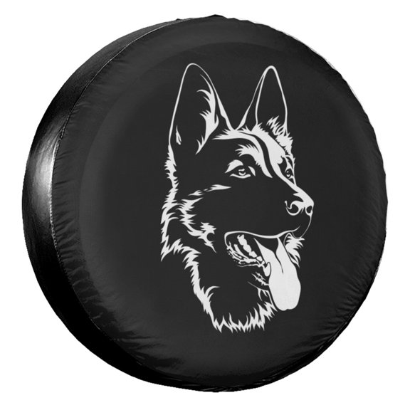 KAKALAD Black german shepherd Spare Tire Cover Universal Vehicle Accessories Buckle Car Tools 14”in