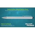 thumbnail image 2 of 10 Twist Action Metal Stylus Pens Pack - Two in One, Smooth, Black Ink - Silver, 2 of 5