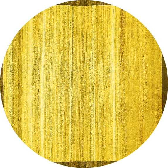 Ahgly Company Indoor Round Abstract Yellow Modern Area Rugs, 8' Round