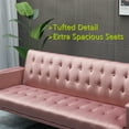 thumbnail image 4 of Aukfa 76" Velvet Futon Convertible Sofa Bed, 3 Seat Tufted Couch for Home Office, Pink, 4 of 10