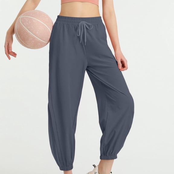 Cutuoiiu Women's Casual Elastic Waist Drawstring Jogger Pants with Pockets for Yoga and Running