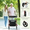 thumbnail image 2 of YYAo Walker for Seniors,Elderly Walker, Walker Mobility Aid, Folding Aluminum Rollator Walker with 8 inch Wheels and Seat-Red, 2 of 10