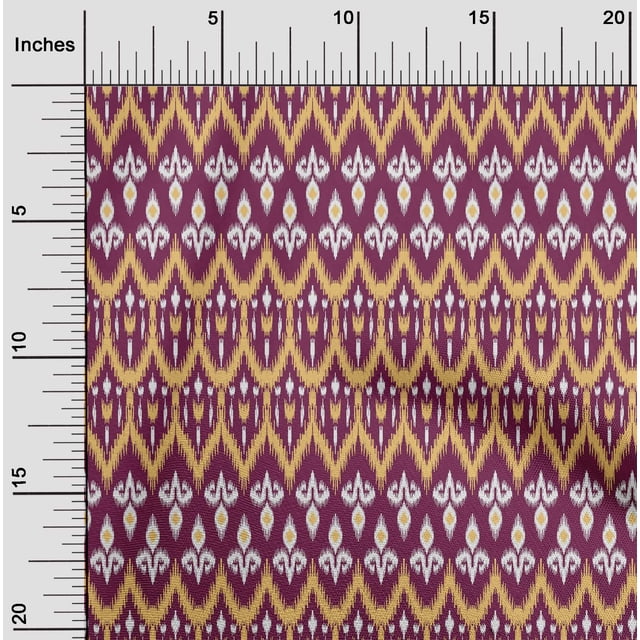 oneOone Cotton Cambric Fabric Damask & Chevron Ikat Print Fabric BTY 56 Inch Wide