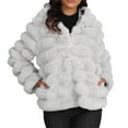thumbnail image 2 of Qetyuw Faux Fur Hooded Coat for Women Winter Warm Long Sleeve Open Front Jacket Full Zip Up Chunky Casual Coats, 2 of 6