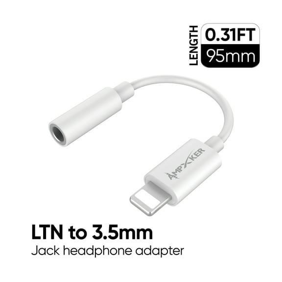 Dongle Lightning to 3.5mm Jack Headphone Adapter for iPhone, Lightning to 3.5 mm Audio Splitter Cable Aux Adapter ,Xpm Universal Cable [ White ]