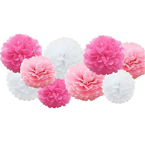 GiLiling 9pcs Tissue Paper Pompoms Flower Balls Christmas Wedding Party Decoration Wall Hanging Deco Party Supply for Birthday Bridal Baby Shower Wedding Classroom