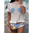 thumbnail image 6 of Women'S Vacation Hollow Out Knit Shell Beach Top Boho Chic Summer Cover Up Crochet Lace Blouse White XL, 6 of 9