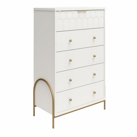 CosmoLiving Anastasia 5 Drawer Dresser, White