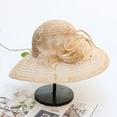 thumbnail image 3 of Yoyauz Women Sun Hat with Mesh Flower Decoration Wide Brim Hat Occasion Event Organza Fancy Church Dress Hat, 3 of 5