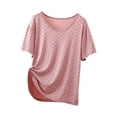 thumbnail image 3 of SROBPTY Womens Pajama Top Print Shorts Sleeve Crew Neck Shirts, 3 of 5