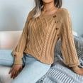 thumbnail image 5 of Women'S Casual Leopard Print Knitted Pullover Sweaters Long Sleeve Crew Neck Jumper Tops Khaki M, 5 of 7