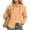 Khaki, variant on Womens Tops 100% Cotton Hooded Button Down Fashion Drawstring Long Sleeve Jacket Top