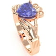 thumbnail image 3 of Claddagh Tanzanite Ring In Solid 14k Rose Gold, 3 of 6