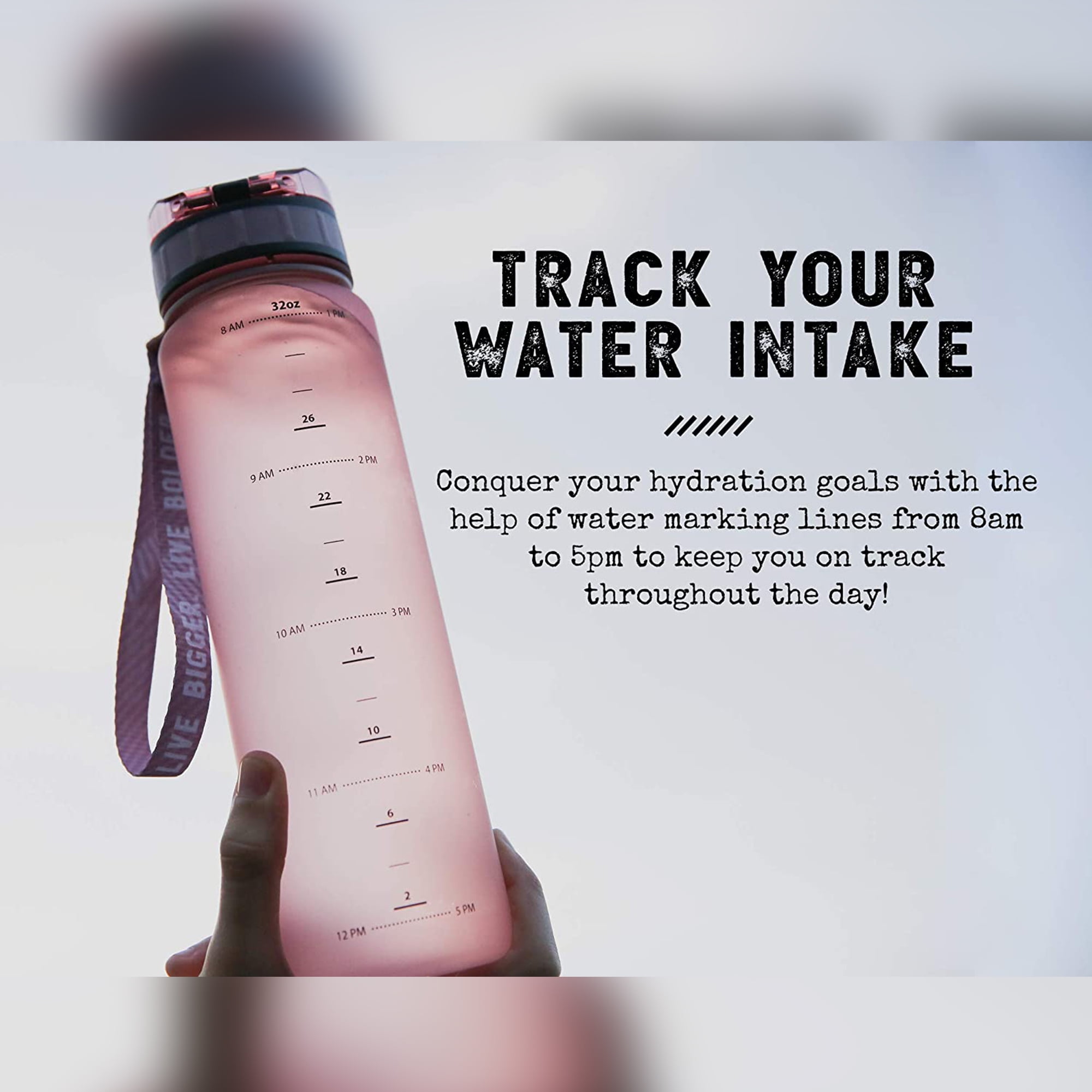 Live Infinitely Gym Water Bottle with Time Marker Fruit Infuser and Shaker 34 Oz Rose  (图3)