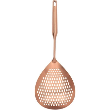 

XJU-Stainless Steel Strainer Spoon Kitchen Slotted Skimmer Ladle with Handle for Cooking Frying 15.7 (Rose Gold)-0904