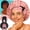 Light Pink and Black, variant on ® Satin Bonnet for Women, Reversible Double-Layer Sleep Cap with Adjustable Wide Tie Band, Large Hair Silk Bonnet for Natural Curly, Braided and Long Hair, Light Pink and Black