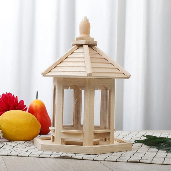 EXHUMKY Bird Feeding Box Wooden Cage Feeder Convenient Hanging Style Suitable for Parrots and Small Birds