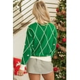 thumbnail image 3 of FOLUNSI Elegant Dark Green Sweater w/ Diamond Pom Trim – Festive Style, 3 of 8