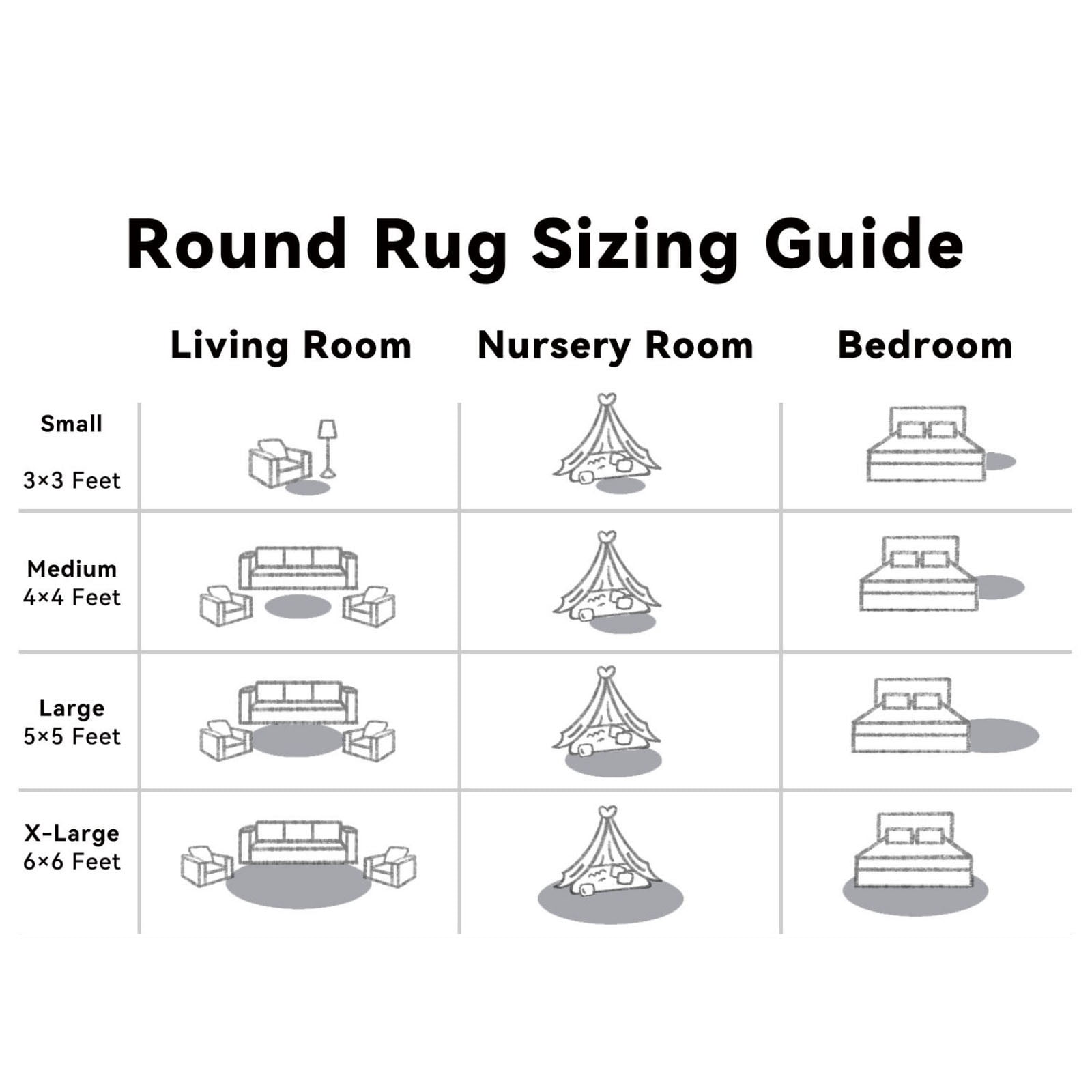 Buganda Fluffy Area Rugs, Round Area Rug for Living Room, Soft Decorative Carpet for Indoor Home, 5'x5', Grey