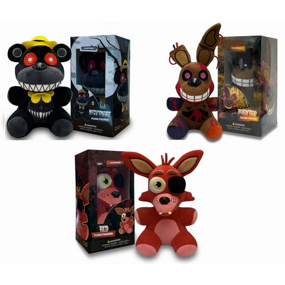 Collectible Stuffed Combo 3 Character Nightmare Plush   Foxy Red Plush   Burntrap Plush Birthday Gift For Kids, For All Ages, 7 plush