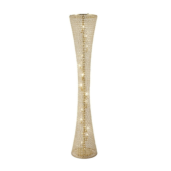 Bethel International Floor Lamp Gold Metal & Crystal