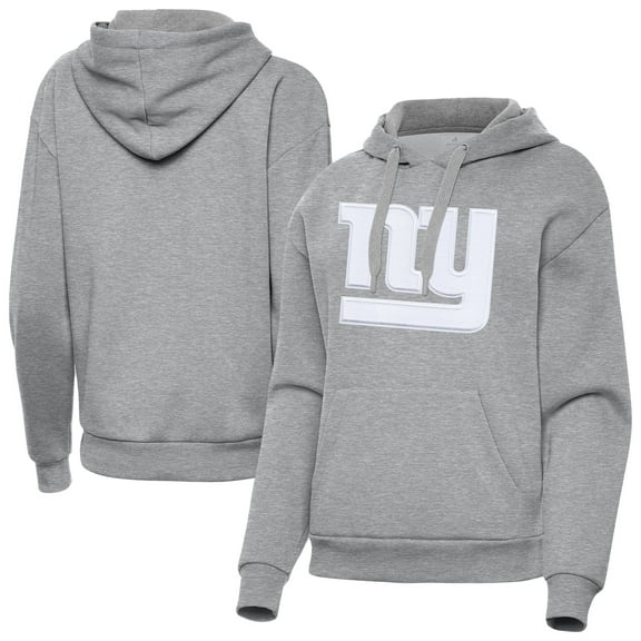 Women's Antigua  Heather Gray New York Giants Victory Pullover Hoodie