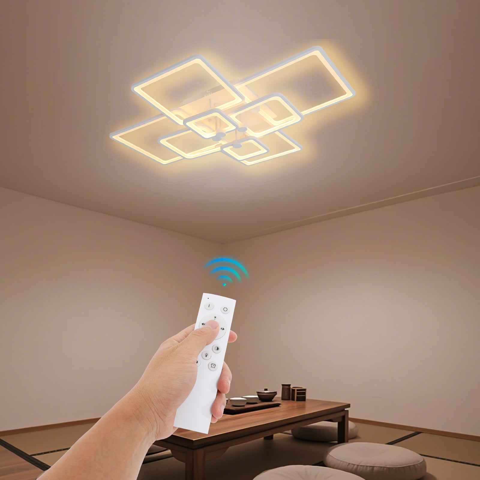 LED Ceiling Light with Remote Control, 8-Head Ceiling Light, Dimming Ceiling Light Fixture