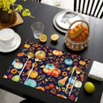 thumbnail image 3 of Thanksgiving Family Placemats Set of 6, 12x18 Inch Rustic Linen Table Mats with Turkey and Pumpkin Pattern, Washable Farmhouse Dining Decor for Fall Parties, 3 of 5