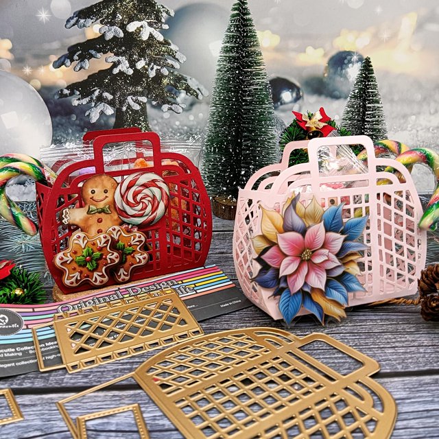 Cesta metálica para bolsos Cutting Die, para embalaje de regalos, manualidades