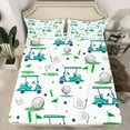 thumbnail image 2 of Homewish Golf Gaming 4 Pieces Queen Sheet Sets for Kids Teens Adults,Sport Gamer Ultra Soft Flat Sheet,Green Teal White Queen Fitted Sheet,Breathable Home Decor, 2 of 7