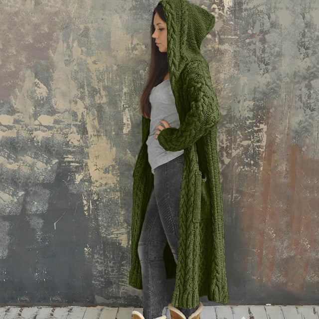 LOVZFMLL Cardigan pour Femmes Mode Décontractée Manches Longues Poche Solide Blouse à Capuche Manteau Veste Cardigan