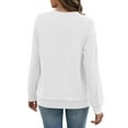 thumbnail image 4 of Crewneck Sweatshirts for Women No Hood Fall Casual Long Sleeve Pullover Tops Loose Sweatshirt with Pocket White L, 4 of 7