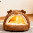 thumbnail image 6 of Nebwoak Warm Cave Cat Bed for Cats and Small Dogs, Foldable Plush Semi-Enclosed Pet Bed with Cute Frog Design, Machine Washable, Light Green, 6 of 6