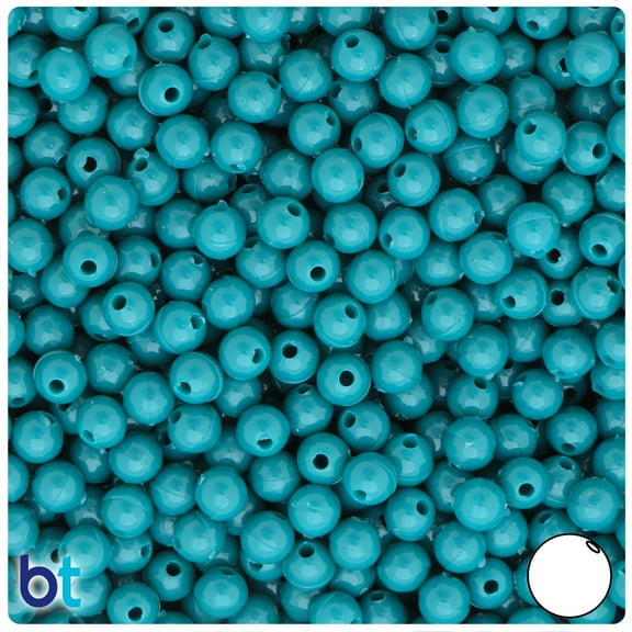 BeadTin Dark Teal Opaque 6mm Round Plastic Beads (500pcs)