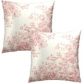 thumbnail image 2 of Vintage Flowers Throw Pillow Covers 20x20 Inch, Set of 2 Chinoiserie Pink Floral Decorative Pillowcases Double Sides Square Cushion Cover for Couch Sofa Bed Farmhouse Home Decor, 2 of 4