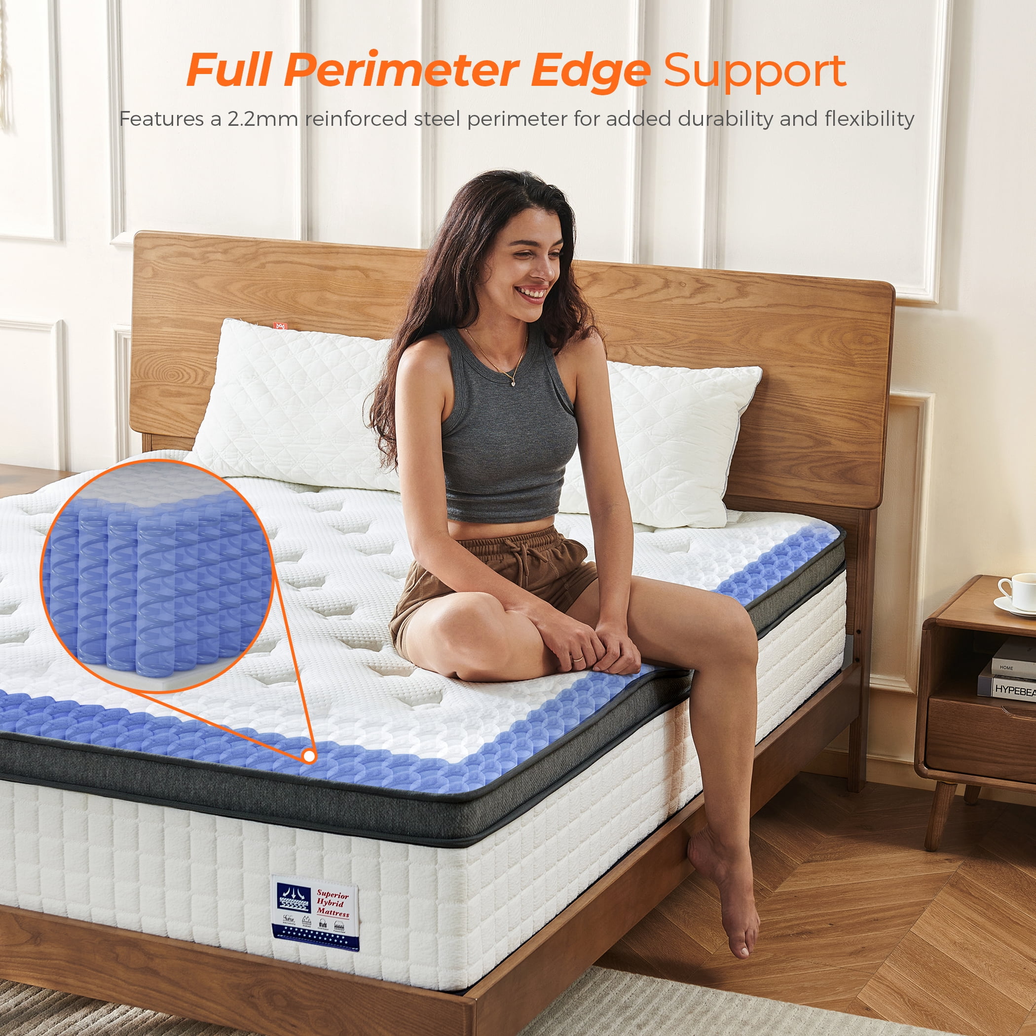 Vumece Full Size Mattress, 10 Inch Medium Firm Full Mattress in a Box, Hybrid Mattress with Individually Pocketed Coils for Targeted Support, Motion Isolation, CertiPUR-US Certified