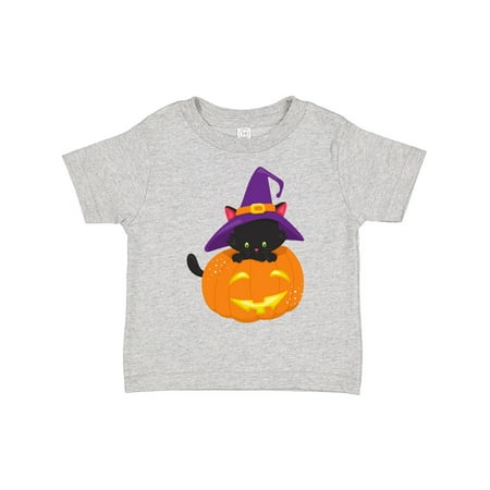 

Inktastic Halloween Cat Black Cat Witch Hat Pumpkin Gift Toddler Boy or Toddler Girl T-Shirt